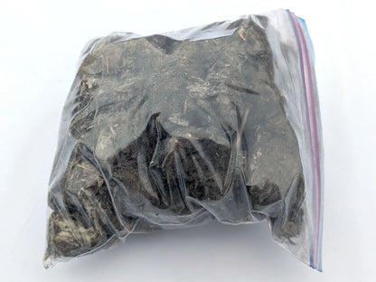 Quart bag filled with Bargain #2 barn owl pellet material